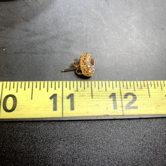 VTG Gold Over Sterling Silver 925 Cubic Zirconia Stud Earrings Size 0.5'' Length - Picture 9 of 11